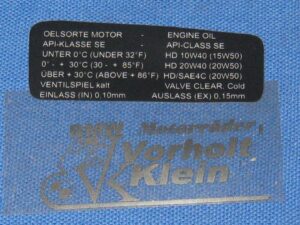 Hinweißschild RS rechts bis 78 Ölsorte