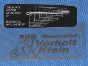 Hinweißschild RS ab 87 Ölsorte