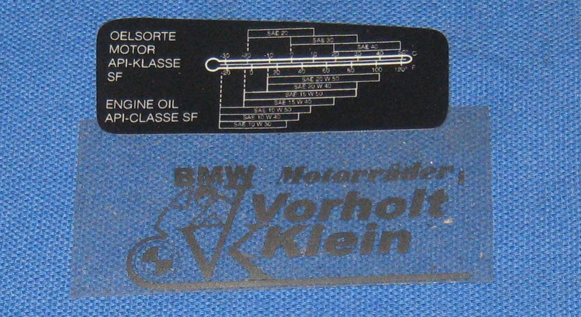 Hinweißschild RS ab 87 Ölsorte