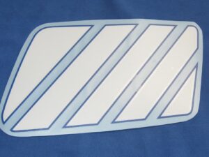 Tankdekor weiß/blau links