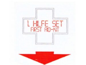 Hinweisschild " Rot Kreuz " am Tank