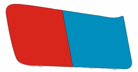 Zieraufkleber rot /blau rechts