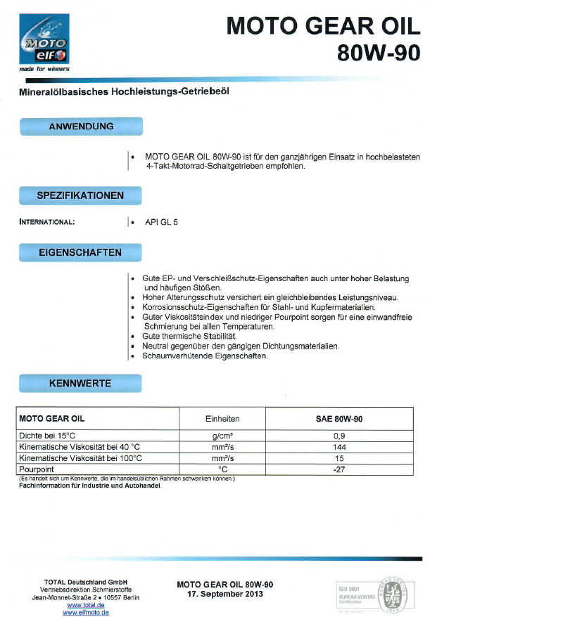 Getriebeöl 80W 90 API GL-5 1 Ltr.